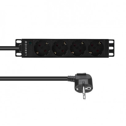 LVR-2MSCH-LIC-SCH4 LVR-2MSCH-LIC-SCH4 Lanview 10'' rack mount power strip, 2m, 13A with 4 x Schuko outlets