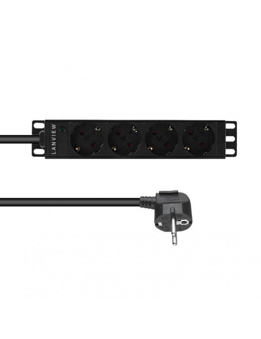 LVR-2MSCH-LIC-SCH4 LVR-2MSCH-LIC-SCH4 Lanview 10'' rack mount power strip, 2m, 13A with 4 x Schuko outlets
