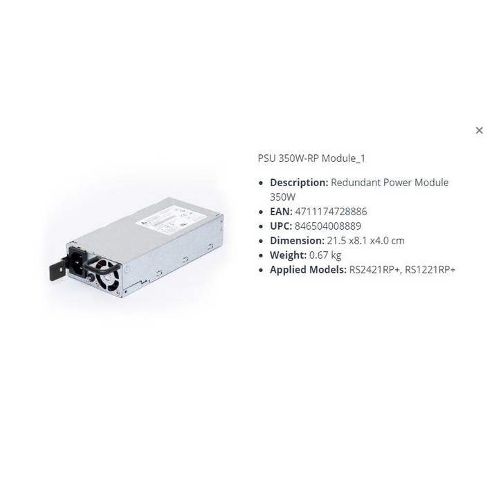 PSU 350W-RP MODULE_1 Synology Redundantes Netzteil Module 350W