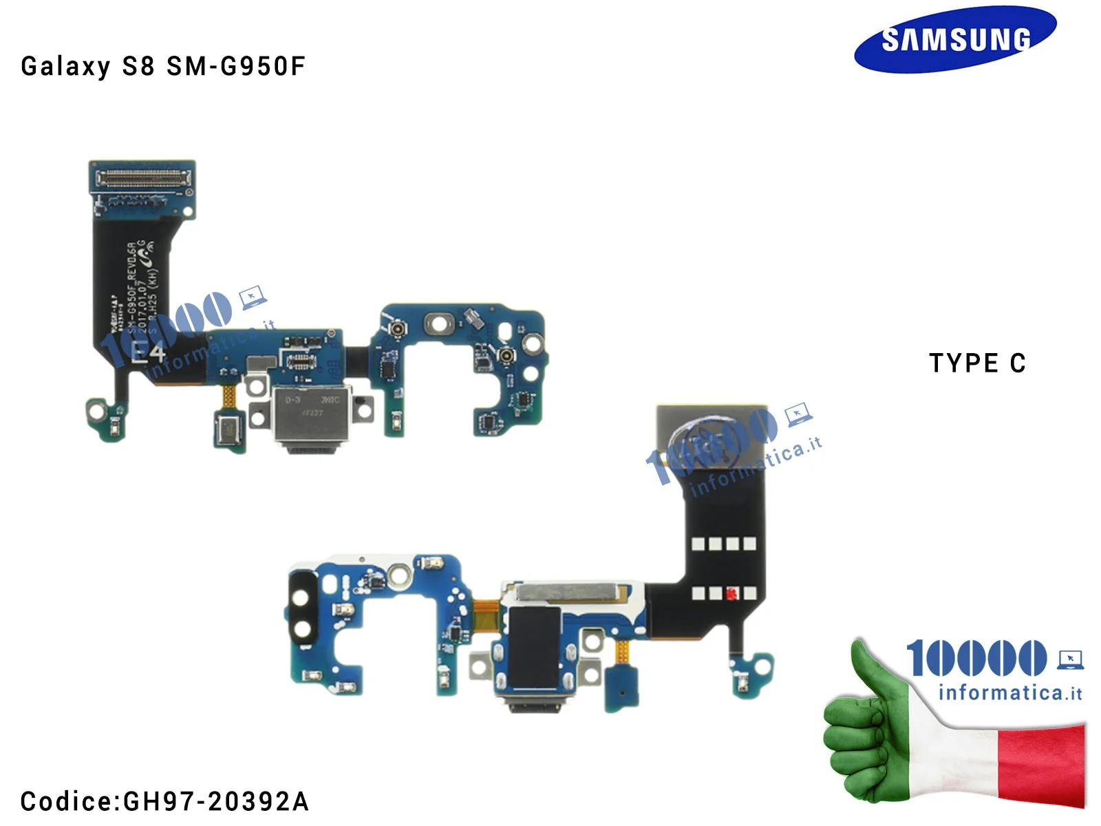 GH97-20392A Connettore Ricarica USB Board Cavo Flex SAMSUNG Galaxy S8 SM-G950F