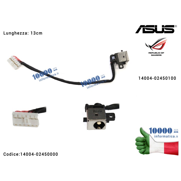 Connettore di Alimentazione DC Power Jack ASUS ROG N551J N551JK N551JX N551JB N551JM N551JQ N551JW N551V N551VW N551Z N551ZU 14004-02450100