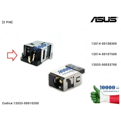 12033-00010200 Connettore di Alimentazione DC Power Jack ASUS [2 PIN] F555L X555LA X555LB X555LD X555LF X555LJ X555LN X555UB ...