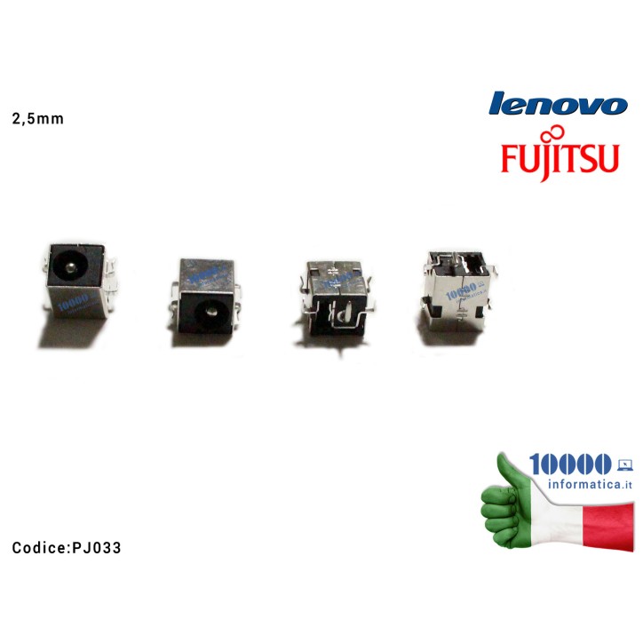 Connettore DC Power Jack PJ033 FUJITSU Amilo M1405 M1437G M7405 Pro V2020 V2040 LENOVO Thinkpad X40 X41 X42 X43 X45 [2,5mm]