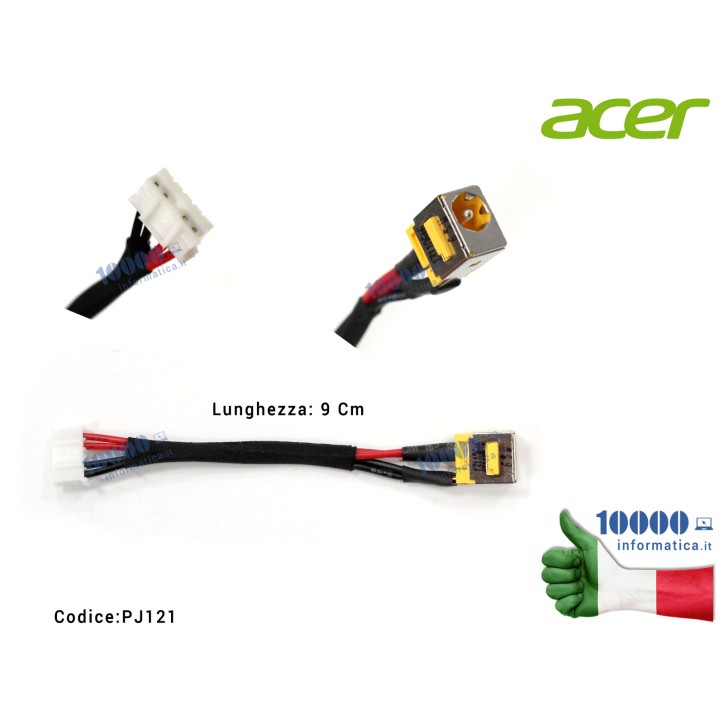 Connettore di Alimentazione DC Power Jack PJ121 ACER Extensa 5210 5220 5230 5235 5610 5620 7620 7720 TravelMate 5230 5330 5520 5