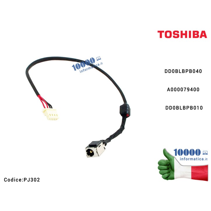Connettore di Alimentazione DC Power Jack PJ302 TOSHIBA Satellite T130 T135 L655 L750 L750D L755 L755D DD0BLBPB040 A000079400 DD