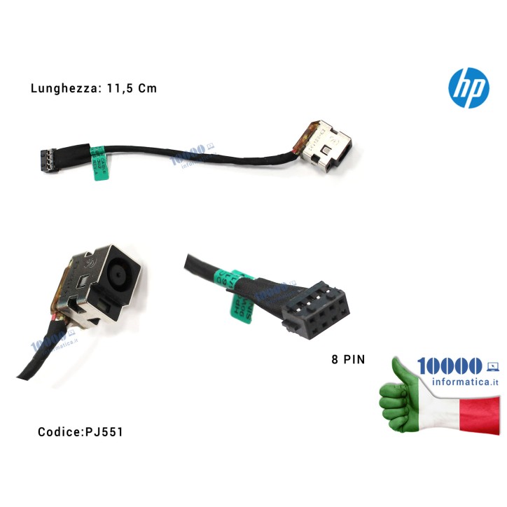 Connettore di Alimentazione DC Power Jack PJ551 HP Pavilion G6-2000 G7-2000 DM4-3000 G7-222 [8 PIN] CBL00293-0100 661680-302 661680-301 661680-TD1 661680-YD1