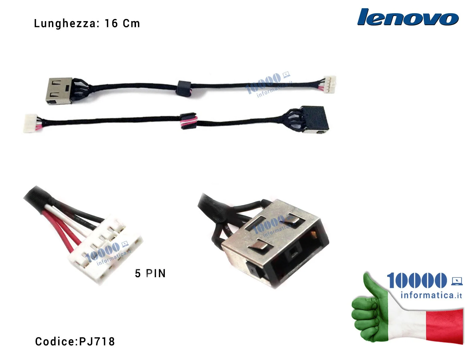 PJ718 Connettore di Alimentazione DC Power Jack PJ718 LENOVO IdeaPad G50-30 G50-40 G50-45 G50-50 300-15 300-15IBR 300-15ISK 3...