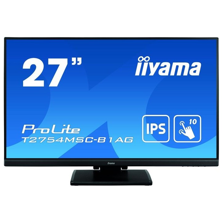 T2754MSC-B1AG iiyama 27", 1920 x 1080, 16:9, IPS LED, 4ms, HDMI, VGA, USB, HDCP, RMS 2x 2W, AC 100-240V, 612x418.5x121 mm