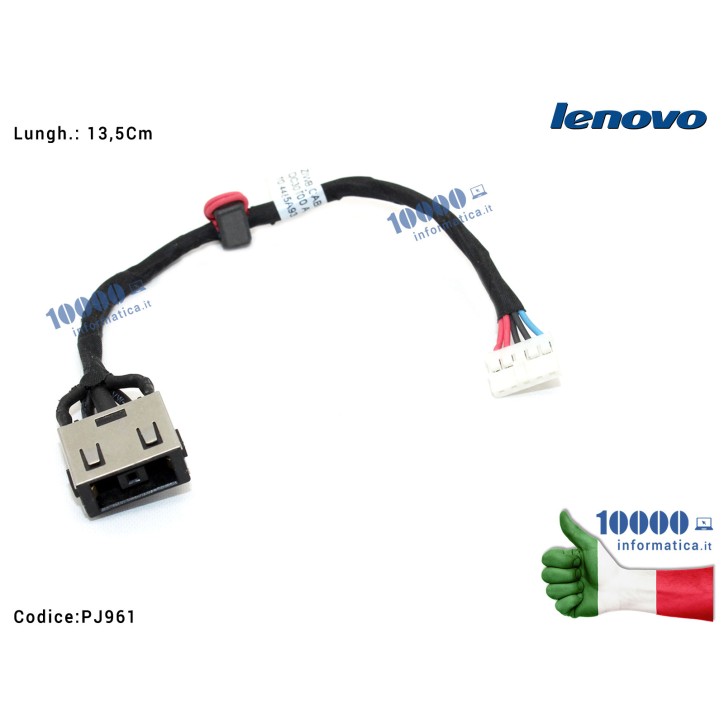 Connettore di Alimentazione DC Power Jack PJ961 LENOVO IdeaPad B40-45 B40-70 B40-80 B50 B50-30 B50-45 B50-70 [13,5 cm] DC30100SE