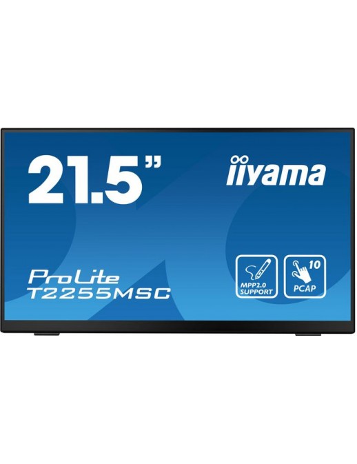 T2255MSC-B1 iiyama 21.5” multi-touch monitor, edge-to-edge glass, anti fingerprint coating, active stylus support,flexible stand