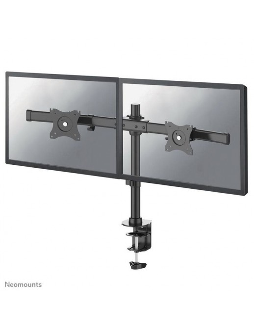 FPMA-DCB100DBLACK Neomounts Tilt/Turn/Rotate Dual Desk Mount (Clamp & Grommet) For Two 10-27" Monitor Screens, Height Adjustable