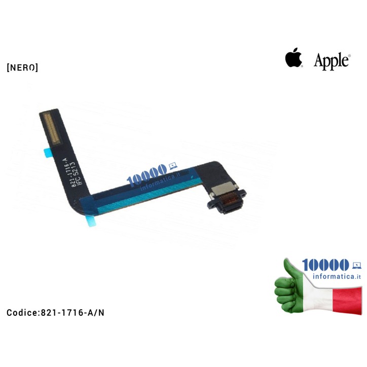 Connettore di Ricarica Lightning APPLE iPad 5 iPad AIR [NERO] 821-1716-A (A1474) (A1475) (A1476) Dock Cavo Flex Charging Connect