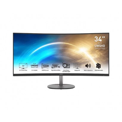 9S6-3PB2CT-005 MSI Pro Mp341Cqde Computer Monitor 86.4 Cm (34") 3440 X 1440 Pixels Ultrawide Quad...