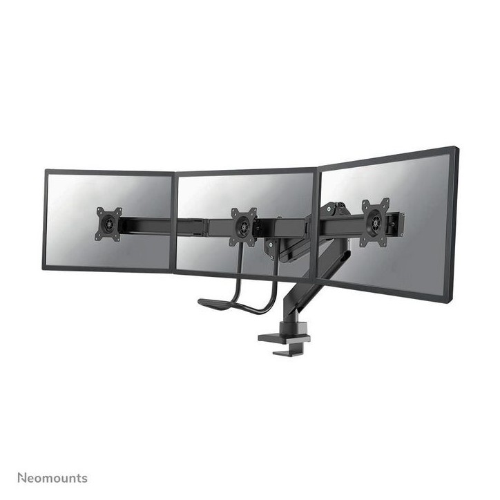 NM-D775DX3BLACK Neomounts Nm-D775Dx3Black Full Motion Dual Desk Monitor Arm (Clamp & Grommet) With Crossbar And Handle For Three