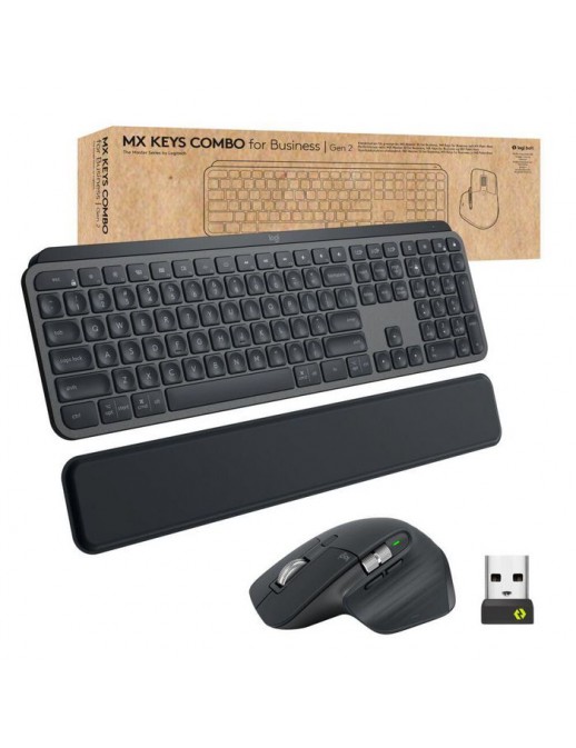 920-010926 Logitech MX Keys combo for Business Gen 2 keyboard Mouse included RF Wireless + Bluetooth QWERTZ German Graphite