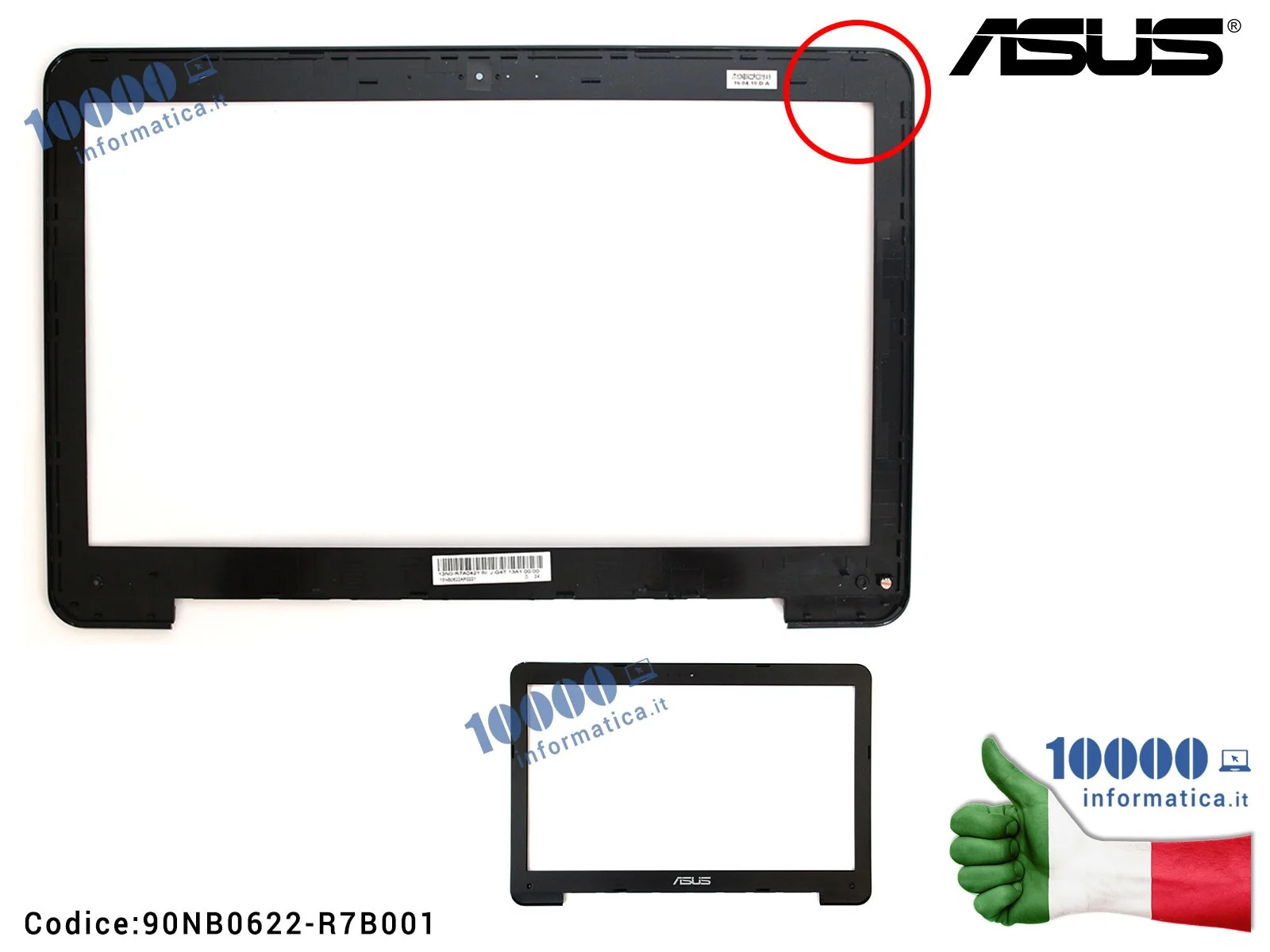 90NB0622-R7B001 Cornice Display Bezel LCD [VERSIONE 1] ASUS X555LD A555L A555LD F555 K555 X554L 13N0-R7A0421 13NB0622P02019 1...