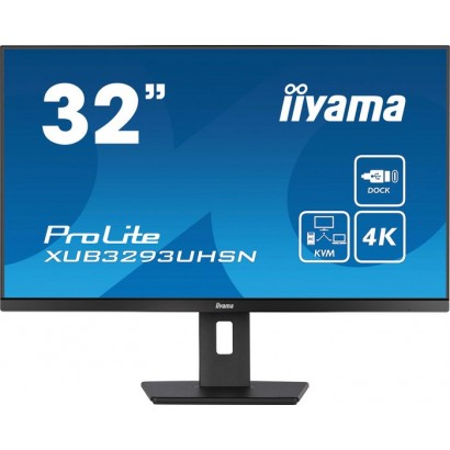 XUB3293UHSN-B5 iiyama 32'' IPS panel with KVM switch, USB-C dock and RJ45 (LAN)