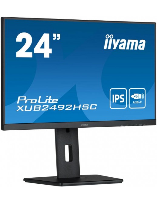 XUB2492HSC-B5 iiyama 24" ETE IPS-panel, 1920x1080, 15cm Height Adj. Stand, Pivot, 4ms, 250cd/m², Speakers, USB-C (65W PD)