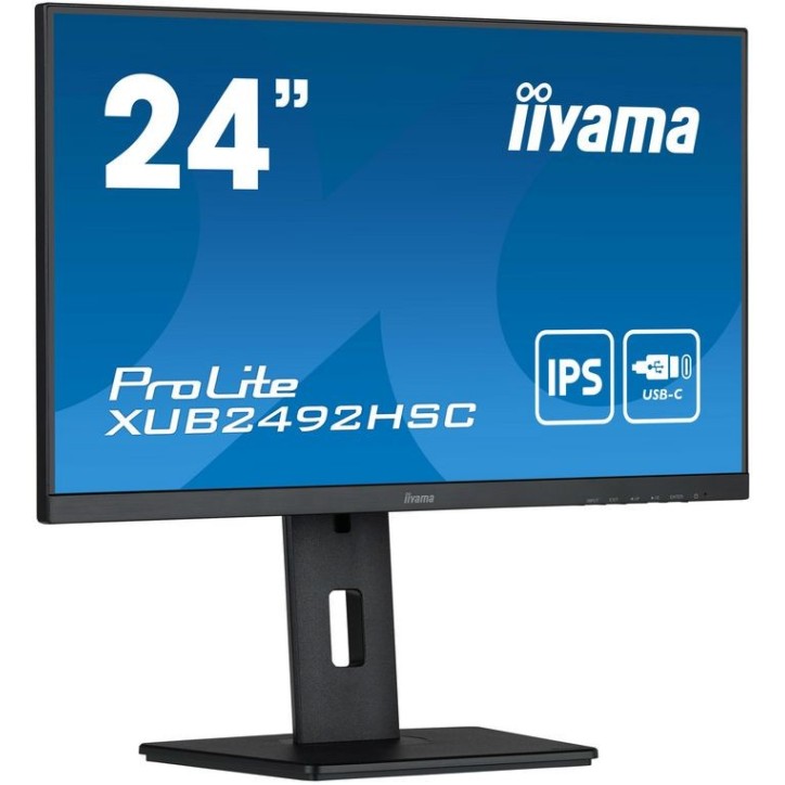 XUB2492HSC-B5 iiyama 24" ETE IPS-panel, 1920x1080, 15cm Height Adj. Stand, Pivot, 4ms, 250cd/m², Speakers, USB-C (65W PD)
