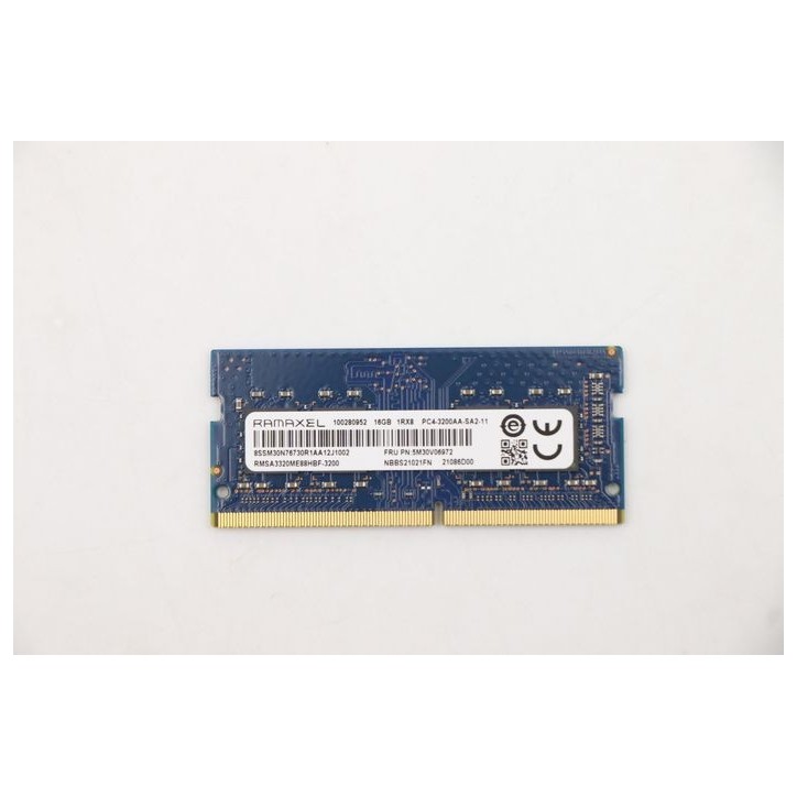 5M30V06972 Lenovo DDR4 SoDIMM memory module, 16GB capacity, 3200MHz speed, 1.2V voltage, non-ECC, single rank design for laptops