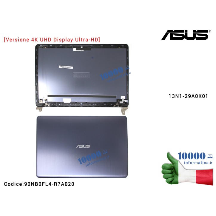 Cover LCD [Versione UHD 4K Ultra-HD] ASUS VivoBook Pro 15 X580 (SLATE GRAY) N580V N580VD N580 X580VD X580VN X580GD 13N1-29A0K01 