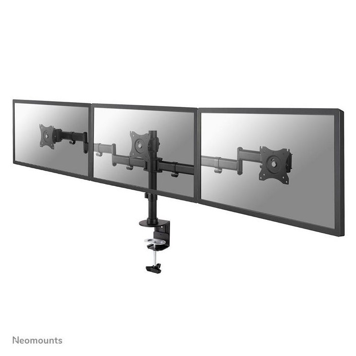 NM-D135D3BLACK Neomounts Tilt/Turn/Rotate Triple Desk Mount (Clamp) For Three 10-27" Monitor Screens, Height Adjustable - Black
