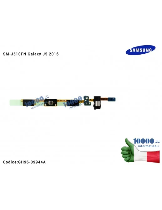 GH96-09944A SAMSUNG MODULO TASTO TOUCH KEY (GH96-09944A) PER GALAXY J5 (2016) SM-J510F Tasti Touch Keys Audio Jack 3,5 mm Fle...