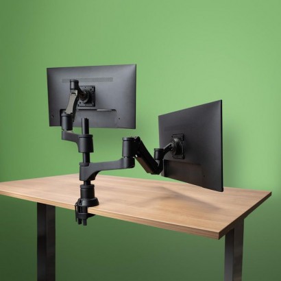 RGOVLCA4TWSI R-Go Tools R-Go Caparo 4 D2, Circular Dual Monitor Arm, Desk Mount, Gas Spring,...