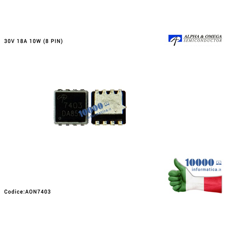 IC Chip AON7403L 74O3 AO74O3 AON74O3 7403 AO7403 AON7403 DFN3X3-8 Transistor P-MOSFET unipolare 30V 18A 10W DFN8 P-Channel MOSFE