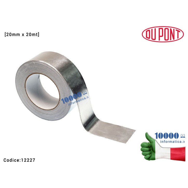 Nastro Adesivo Conduttivo di Alluminio Stagnola Riflessivo Resistente [20mm x 20mt] Alte Temperature Polyimide Tape Protezione S