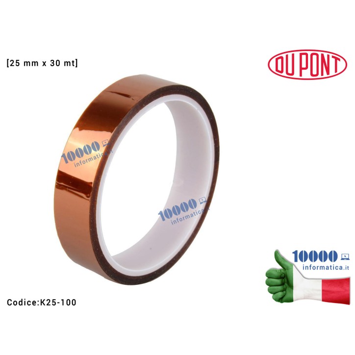 Nastro Adesivo Kapton [25mm x 30mt] Alte Temperature Polyimide Tape Protezione Scheda Madre Notebook Smartphone Tablet BGA PCB Board Componenti IC SMD Chip