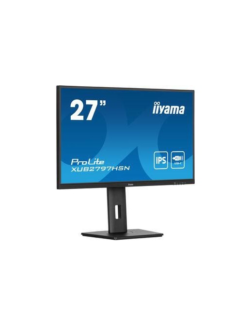 XUB2797HSN-B1 iiyama 27" IPS technology panel with USB-C dock and RJ45 (LAN), DisplayPort output, 150mm height-adjustable stand