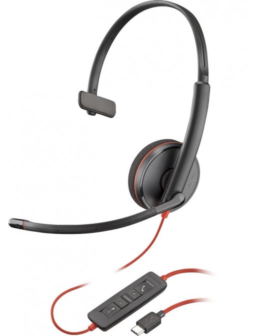 8X214A6 8X214A6 HP Blackwire 3210 Monaural USB-C Headset +USB-C/A Adapter (Bulk) 209748-101