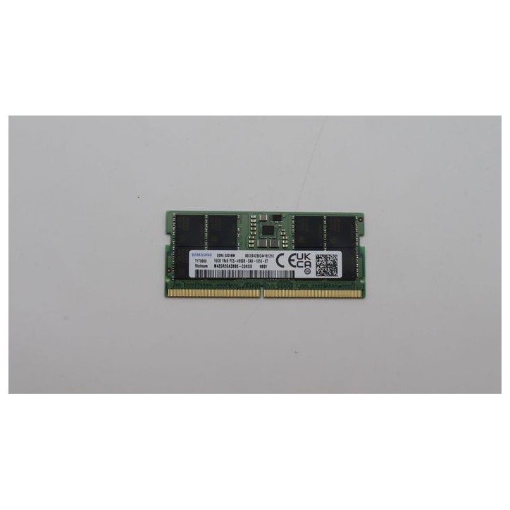 5M30Z71702 Lenovo DDR5 SODIMM memory module, 16GB capacity, 4800MHz speed, non-ECC, unbuffered, single rank design for laptops. 5M30Z71702 Lenovo DDR5 SODIMM memory module, 16GB capacity, 4800MHz speed, non-ECC, unbuffered, single rank design for laptops.