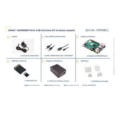 SI-CLOSEDARMOR8GB SI-CLOSEDARMOR8GB Raspberry Pi 4B ARMOR 8GB KIT PI4 8GB ARMOR GEH PSU 32GB