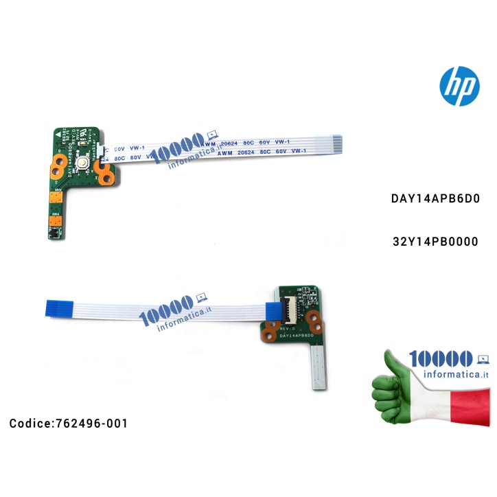 Pulsante Tasto Accensione Power Board HP Pavillion 15-P 15-K TPN-Q140 14-P 15Z-P DAY14APB6D0 32Y14PB0000 15-P021CY 15-P021NR 15-P050CA 15-P114DX 15-P187CA 15-P213CL 15-P235NR 15-K073CA 15-K163CL 15-P237NR