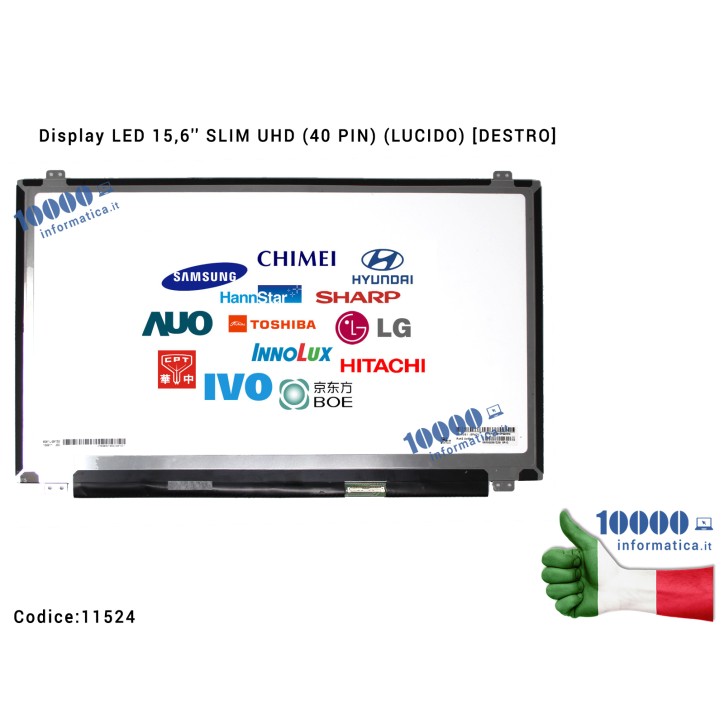 Display LCD 15,6'' Slim UHD [4K] (40 PIN) (L) [3840x2160] LP156UD1(SP)(B2) LTN156FL02-L01 LP156UD1(SP)(B1) LP156UD1(SP)(C1) LTN1