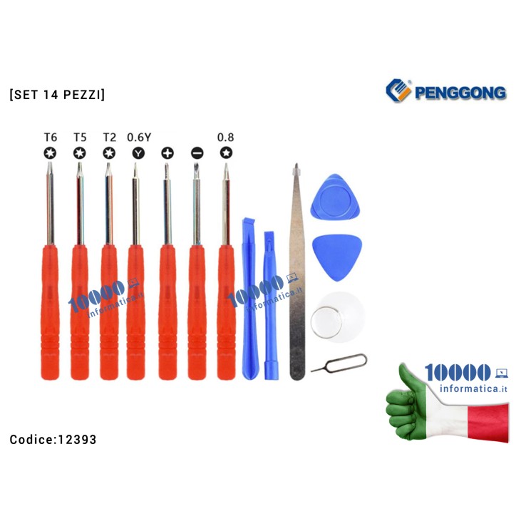 Kit Riparazione [Set 14 pezzi] Apple iPhone Samsung Xiaomi strumenti fai da te Precision Screwdriver Set Screw Driver Home Repair Tool Kit Smartphone Notebook Tablet