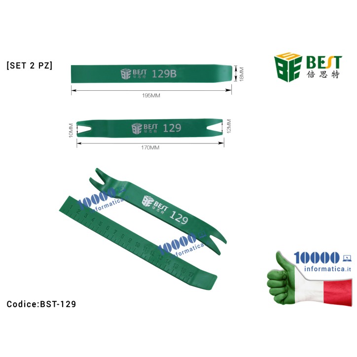Set 2 Barre strumento di apertura leva in plastica BEST 129 Kit Atrezzi per Riparazione Cellulari interni Auto fai da te Repair 
