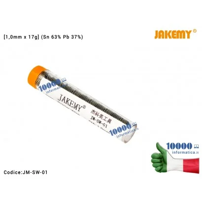 JM-SW-01 JAKEMY SOLDER WIRE JM-SW-01 BOBINA FILO DI STAGNO SPESSORE 1mm Stagno JACKEMY JM-SW-01 [1,0mm x 17g] (Sn 63% Pb 37%)...