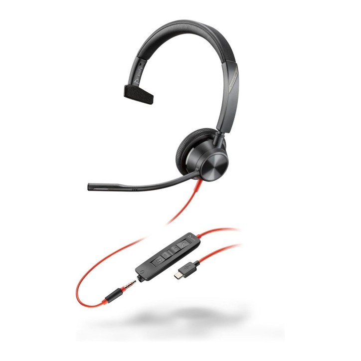 8X217AA HP Blackwire 3315 Monaural USB-C Headset +3.5mm Plug +USB-C/A Adapter 213937-101