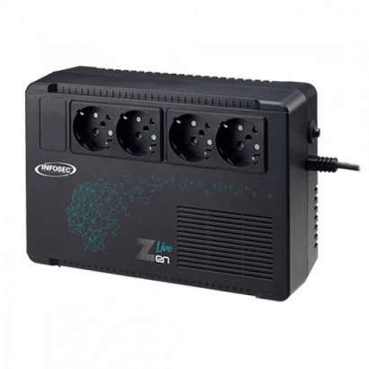 66082 Infosec Line Interactive UPS 650 VA 4 FR/SCHUKO Outlets -- 2-year warranty -- TUPSZL650