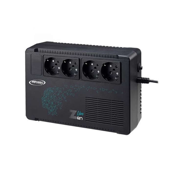 66082 Infosec Line Interactive UPS 650 VA 4 FR/SCHUKO Outlets -- 2-year warranty -- TUPSZL650