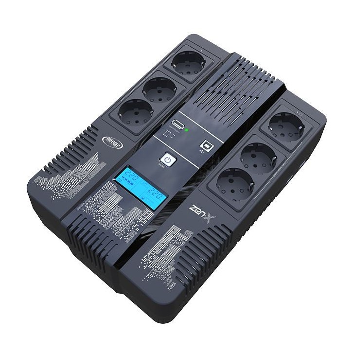 66070 Infosec Line Interactive UPS 600 VA 6 FR/SCHUKO Outlets -- 2-year warranty -- TUPSZENX600