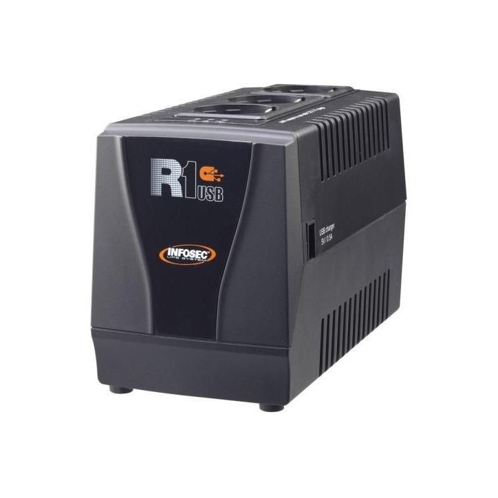 63169 Infosec Automatic voltage regulator 1000 VA - USB - 3 outputs FR/SCHUKO -- 1-year warranty -- TUPSR1USB1000