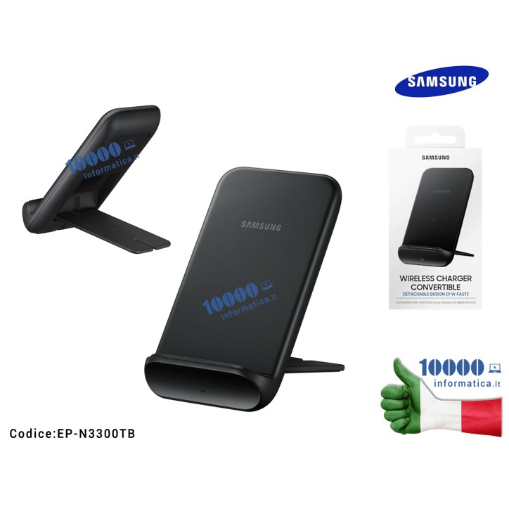 Supporto di ricarica wireless SAMSUNG EP-N3300T [NERO] Galaxy S20 + S20 ultra Note 20 + S10 + (15W) Wireless Charger Stand Note 5 8 + 9 S9 + S8 S7 Edge,  S6 Edge+ Apple iPhone XS Max, XS, XR, 8, 8 Plus