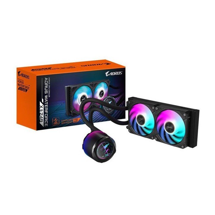 GP-AORUS WATERFORCE X II 240 Gigabyte Aorus Waterforce X Ii 240 Aio Liquid Cpu Cooler- 2X120Mm Argb Fans, Full-Color Lcd, Magnet GP-AORUS WATERFORCE X II 240 Gigabyte Aorus Waterforce X Ii 240 Aio Liquid Cpu Cooler- 2X120Mm Argb Fans, Full-Color Lcd, Magnet