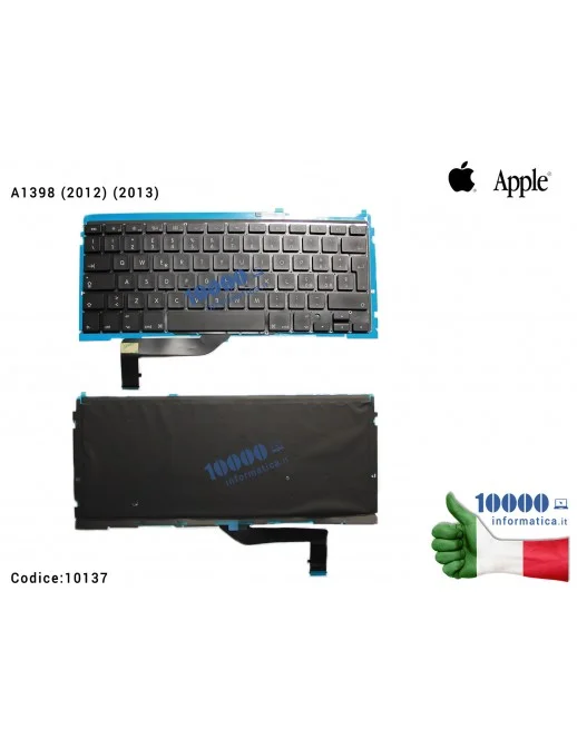 10137 Tastiera Italiana APPLE MacBook Pro Retina 15" A1398 (2012) (2013) [RETROILLUMINATA] MC975 MC976 ME293 ME294 ME664 ME66...