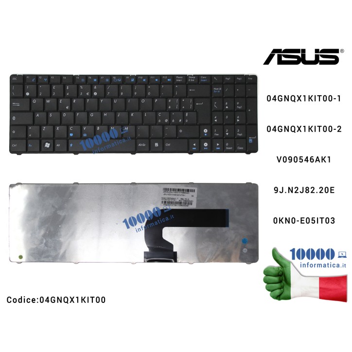 Tastiera Italiana ASUS F50Q F50SF F50SV F50Z F70SL K52DE K52DR K52F K52JB K52JC K52JE K52N K72F K72JK K72JR N50VN N51VF N51VG N60DP N61VG