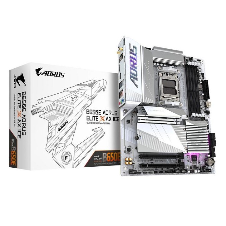 B650E A ELITE X ICE Gigabyte B650E Aorus Elite X Ax Ice Motherboard - Supports Amd Ryzen 8000 Cpus, 12+2+2 Phases Vrm, Up To 800 B650E A ELITE X ICE Gigabyte B650E Aorus Elite X Ax Ice Motherboard - Supports Amd Ryzen 8000 Cpus, 12+2+2 Phases Vrm, Up To 800